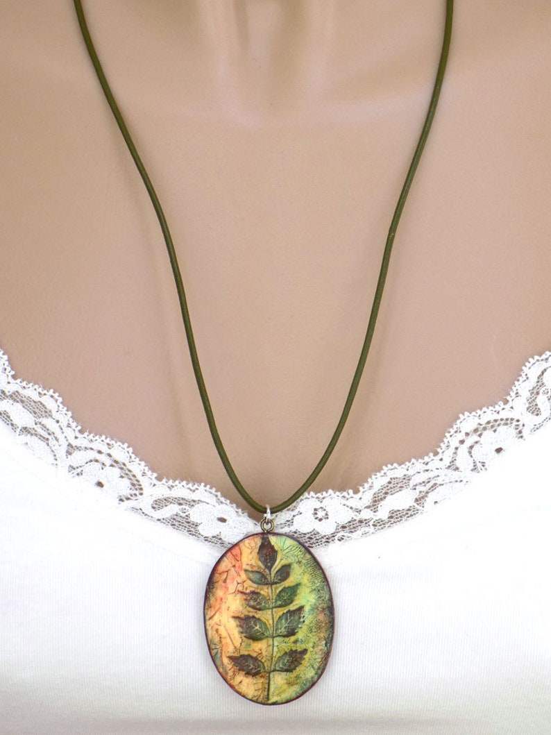 Polymer Clay Leaf Necklace Colorful Clay Necklace Handmade Etsy