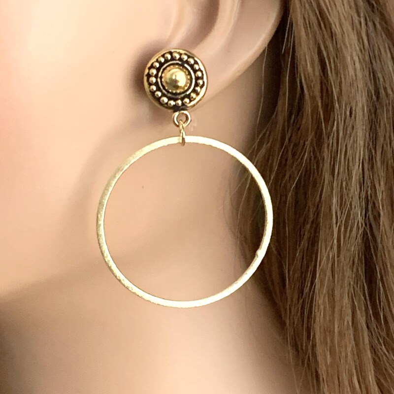 Champagne Hoop Earrings - Clip main image 1