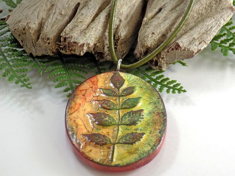 Polymer Clay Leaf Necklace Colorful Clay Necklace Handmade Etsy