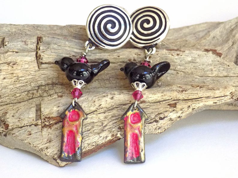 Clip on Earrings Silver Earrings Gift for Her Boho Earrings Gift for Women Handmade Jewelry Statement Earrings Birthday Gift Beaded Earrings
