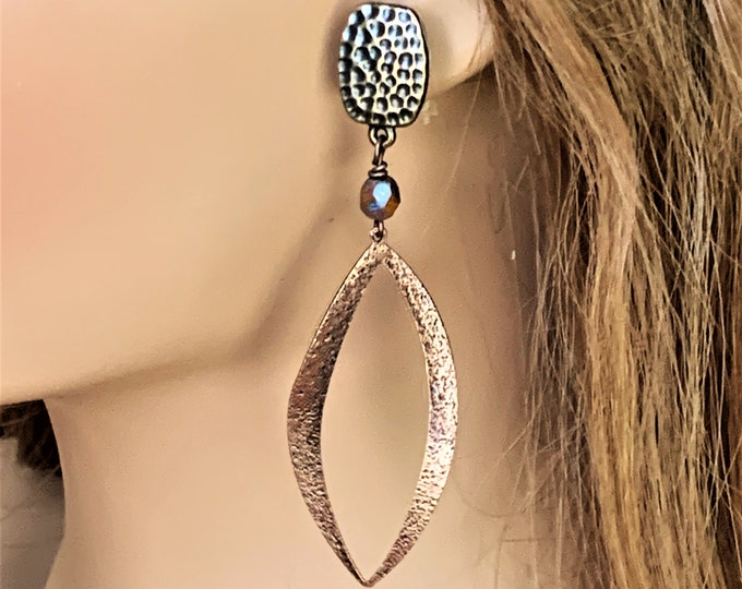 Copper Clip on Earrings for Women Handmade Long Textured Etsy