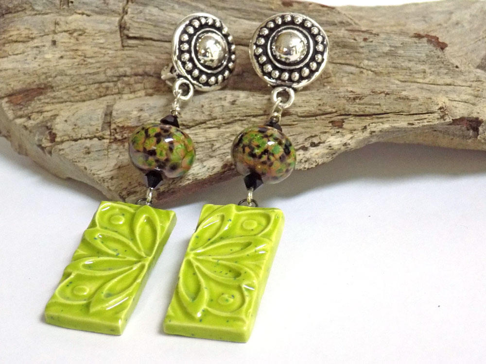 Labradorite Gemstone Jewelry Artisan Made Gift for Her Bar Dangle Clip on Earrings 2.75 Inch