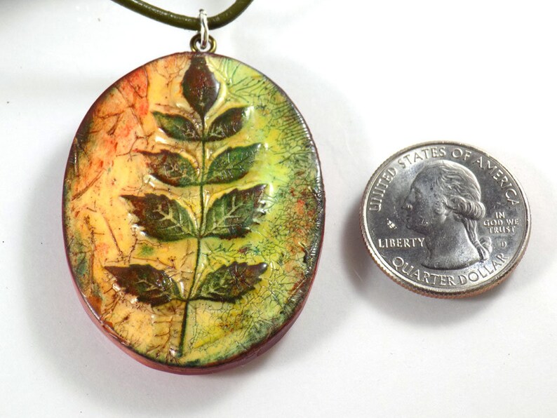 Polymer Clay Leaf Necklace Colorful Clay Necklace Handmade Etsy