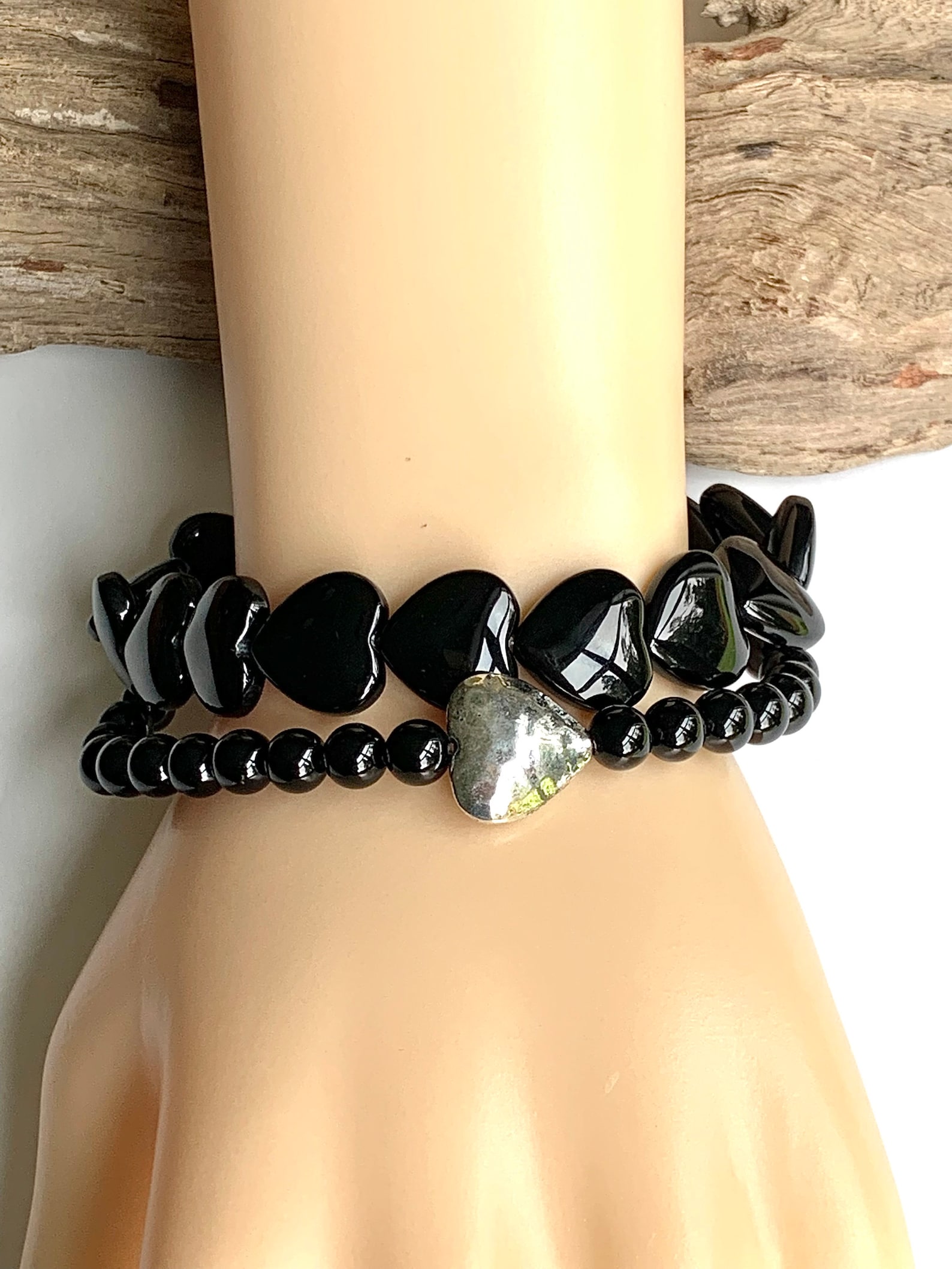 Genuine Black Onyx Bracelet for Women Stretchy Gemstone - Etsy