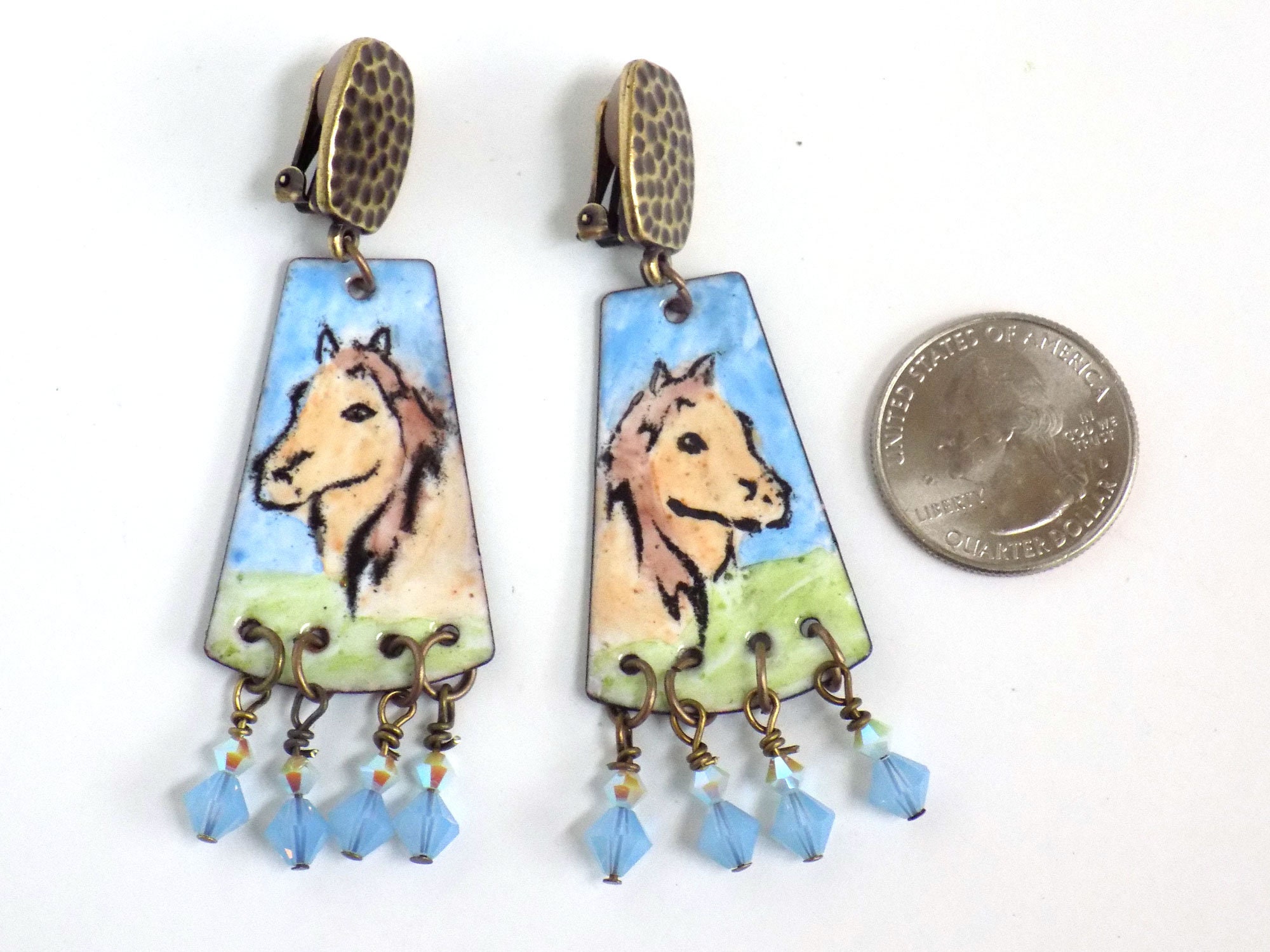 Equestrian Earrings for Women Horse Head Non Pierced Etsy
