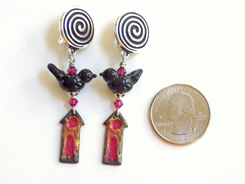 Clip on Earrings Silver Earrings Gift for Her Boho Earrings Gift for Women Handmade Jewelry Statement Earrings Birthday Gift Beaded Earrings