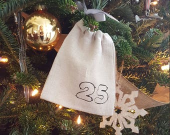 Rustic advent calendar pouches / bags Cotton/linen blend 25 days