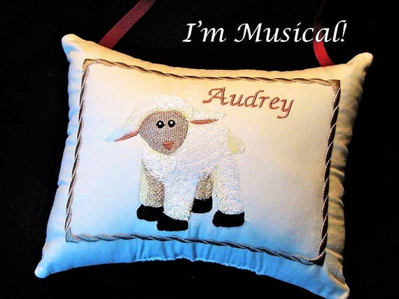 Personalized Embroidered MUSICAL Keepsake Dolphin Music Box Pillow
