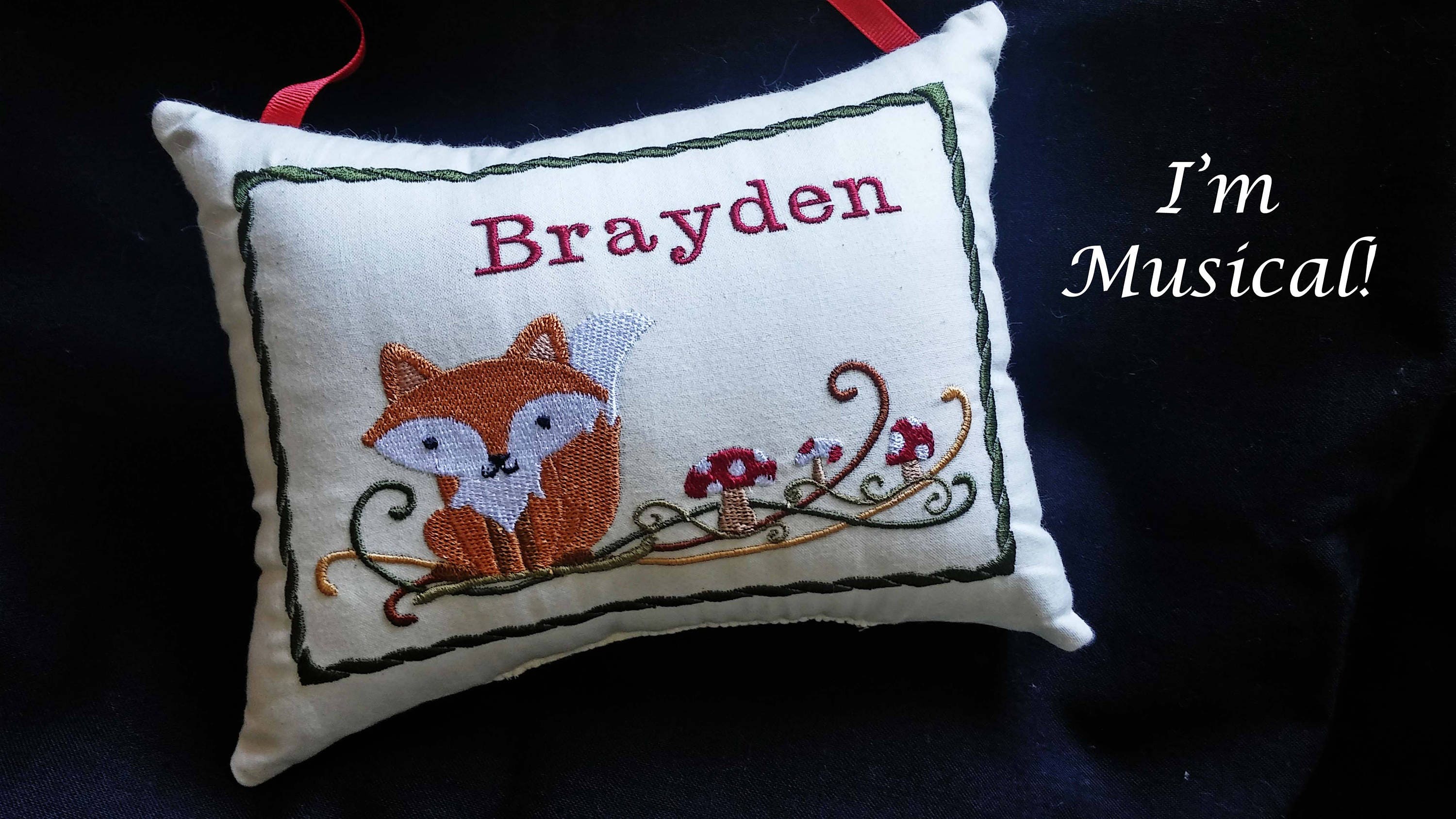 Custom Designed Music Box Pillow Embroidered Musical Etsy