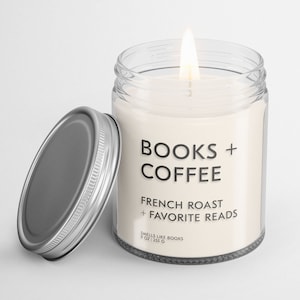 BOOKS AND COFFEE Soy Candle, Book Lover Gift, Book Candle, Book Scented Candle, Literary Candle, Book Inspired Candle, Book Candle Scent