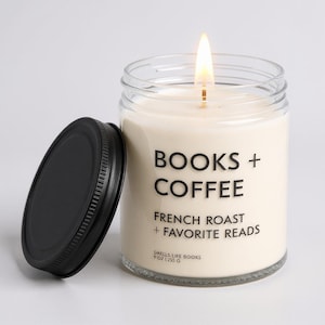 BOOKS AND COFFEE Scented Candle | Literary Inspired Soy Vegan Candle for Book Lovers