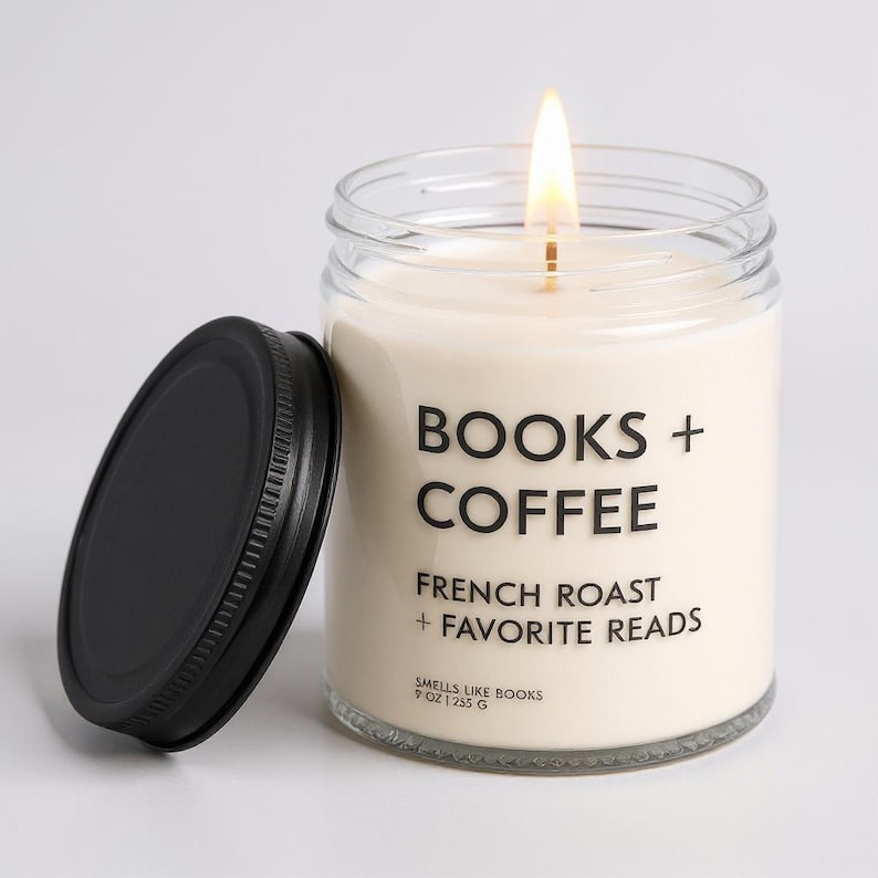 coffee and books candle