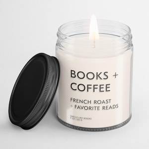 BOOKS AND COFFEE Soy Candle - Cozy Bookish Candle – Book Candle - Literary Candle for Readers - Book Lover Gift