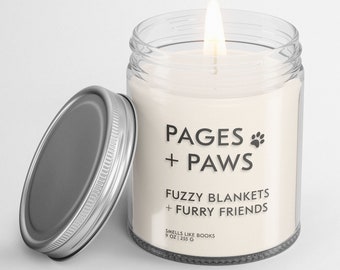 PAGES AND PAWS Soy Candle, Book Lover Gift, Book Lover Candle, Book Scented Candle, Literary Candle, Book Inspired Candle, Book Candle Scent