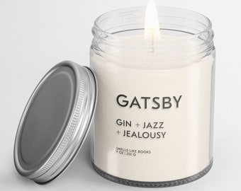GATSBY Soy Candle, The Great Gatsby Candle, Book Lover Candle, Book Scented Candle, Literary Candle, Book Inspired Candle