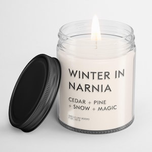 Vela perfumada INVIERNO EN NARNIA / Vela vegana de soja de inspiración literaria para amantes de los libros