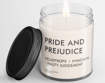 PRIDE AND PREJUDICE Scented Candle | Literary Inspired Soy Vegan Candle for Book Lovers