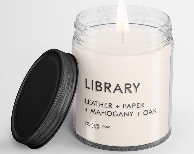 LIBRARY Scented Candle | Literary Inspired Soy Vegan Candle for Book Lovers
