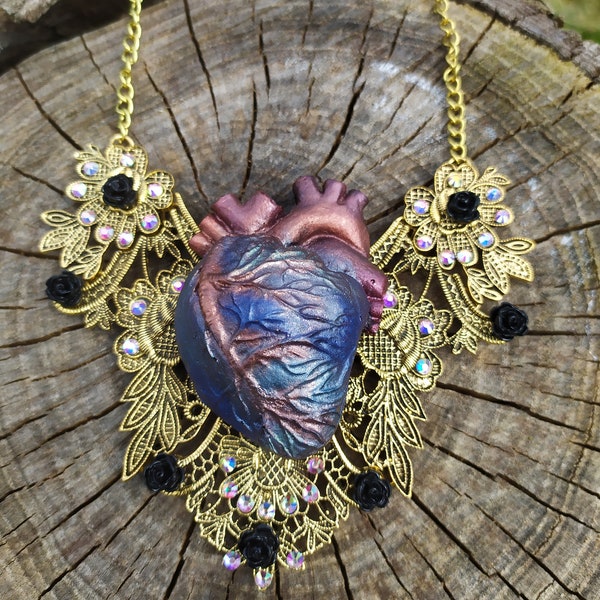 Collier steampunk coeur