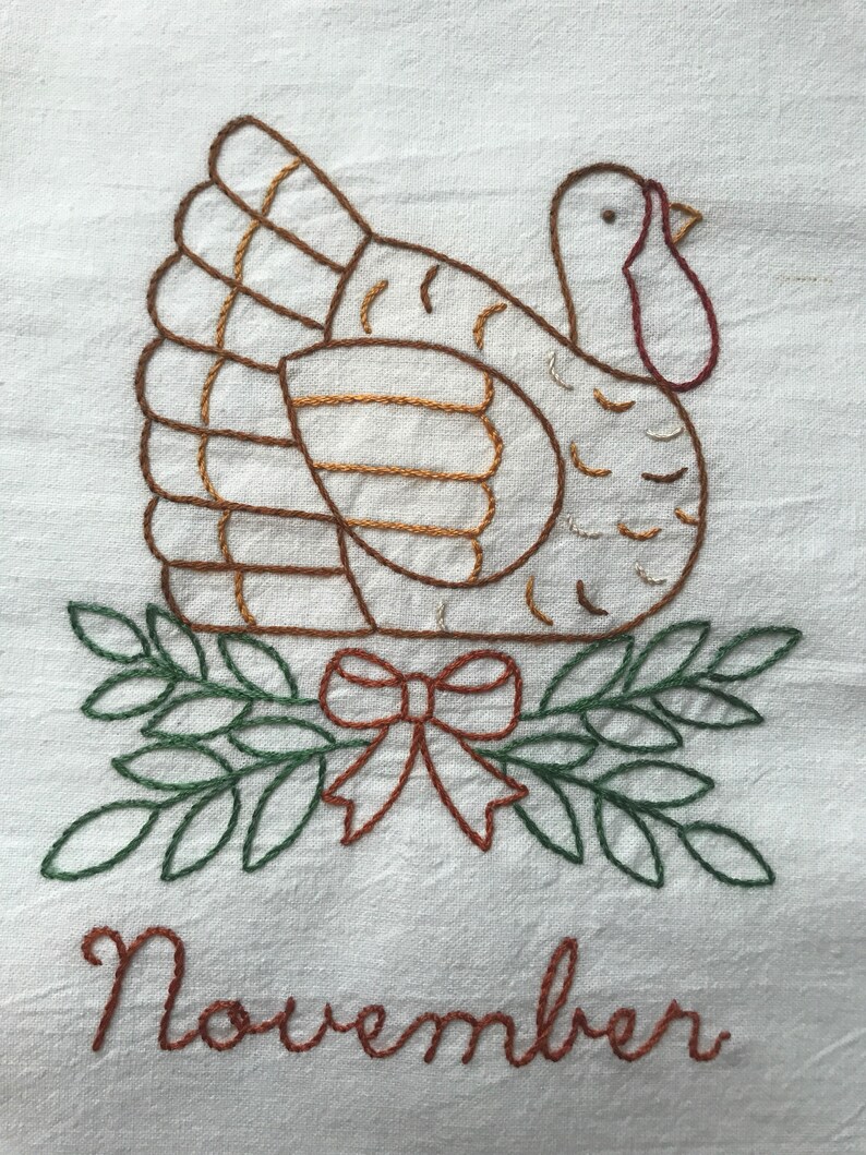 Set of 12 Hand Embroidered Kitchen Towels months of the year Etsy