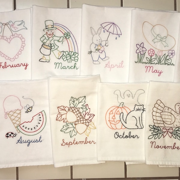 Months of the Year Kitchen Towels Etsy
