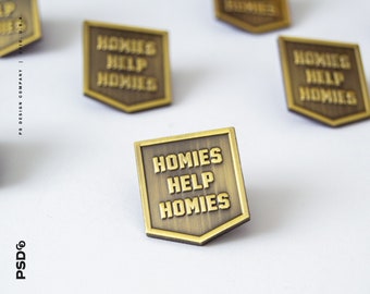 Pin de esmalte dorado antiguo "Homies Help Homies"