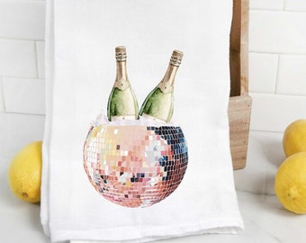 Champagne Disco Ball Tea Towel, Best Friends, Bridesmaids Gift, Housewarming