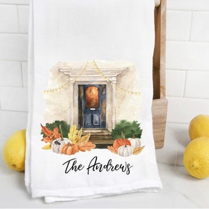 Personalized Fall Tea Towel, hostess gift, thanksgiving,