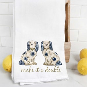 Machen Sie es zu einem Doppel Staffordshire Hunde Chinoiserien Geschirrtuch, Barwagen, Küchentuch