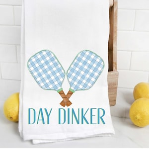 Day Dinker Pickleball Tea Towel, Pickleball Gift, Kitchen Towel