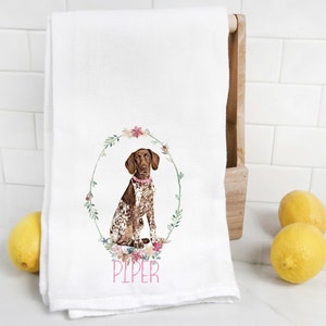 Custom Brown Pointer flour sack towel, dog mom, dog dad, personalized name, pet name gift, watercolor pet portrait image 5