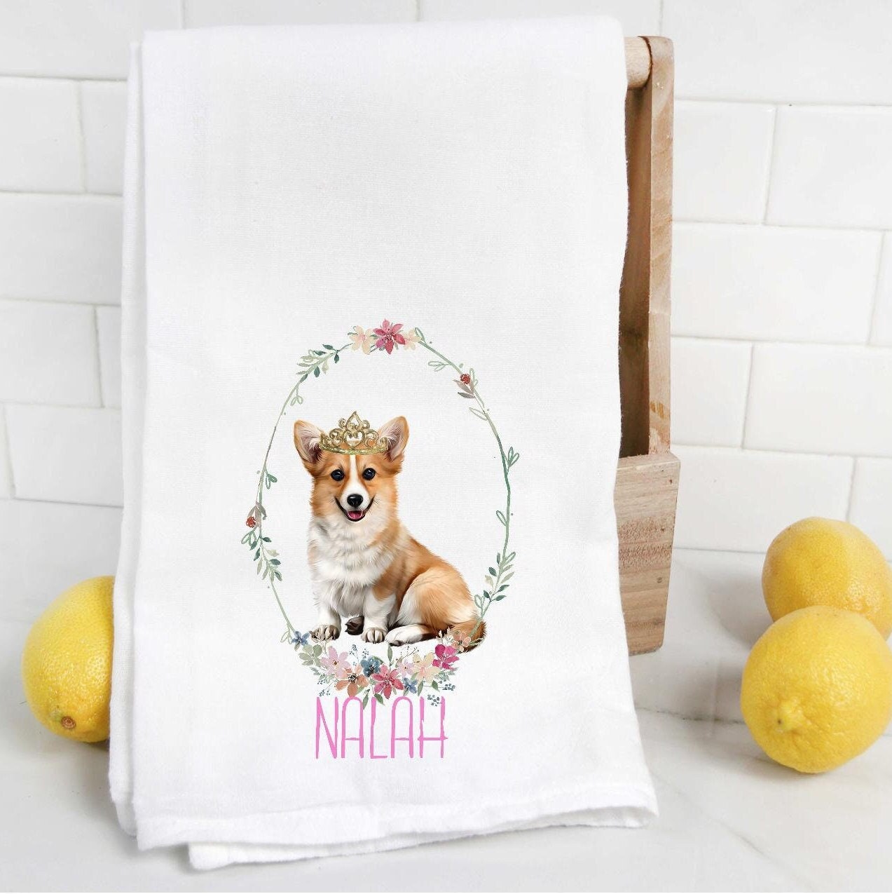 Gingerbread Corgis Waffle Weave Kitchen Towel | Holiday Collection