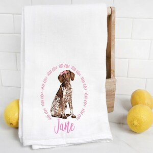Custom Brown Pointer flour sack towel, dog mom, dog dad, personalized name, pet name gift, watercolor pet portrait image 10