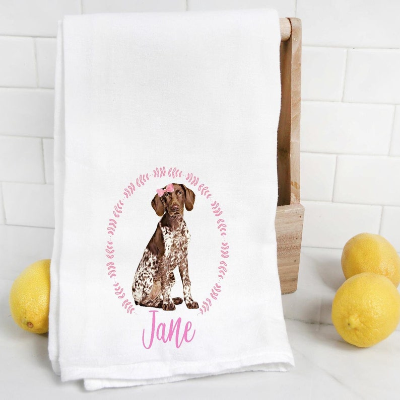 Custom Brown Pointer flour sack towel, dog mom, dog dad, personalized name, pet name gift, watercolor pet portrait image 10