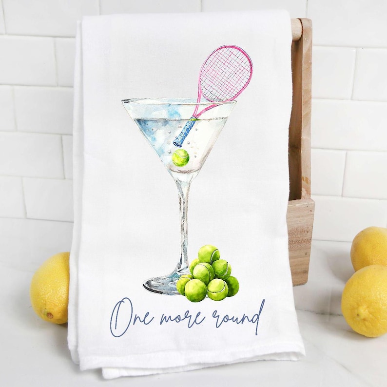 The Preppy Pineapple Home - One More Round Tennis Martini Tea Towel - Thumbnail 2