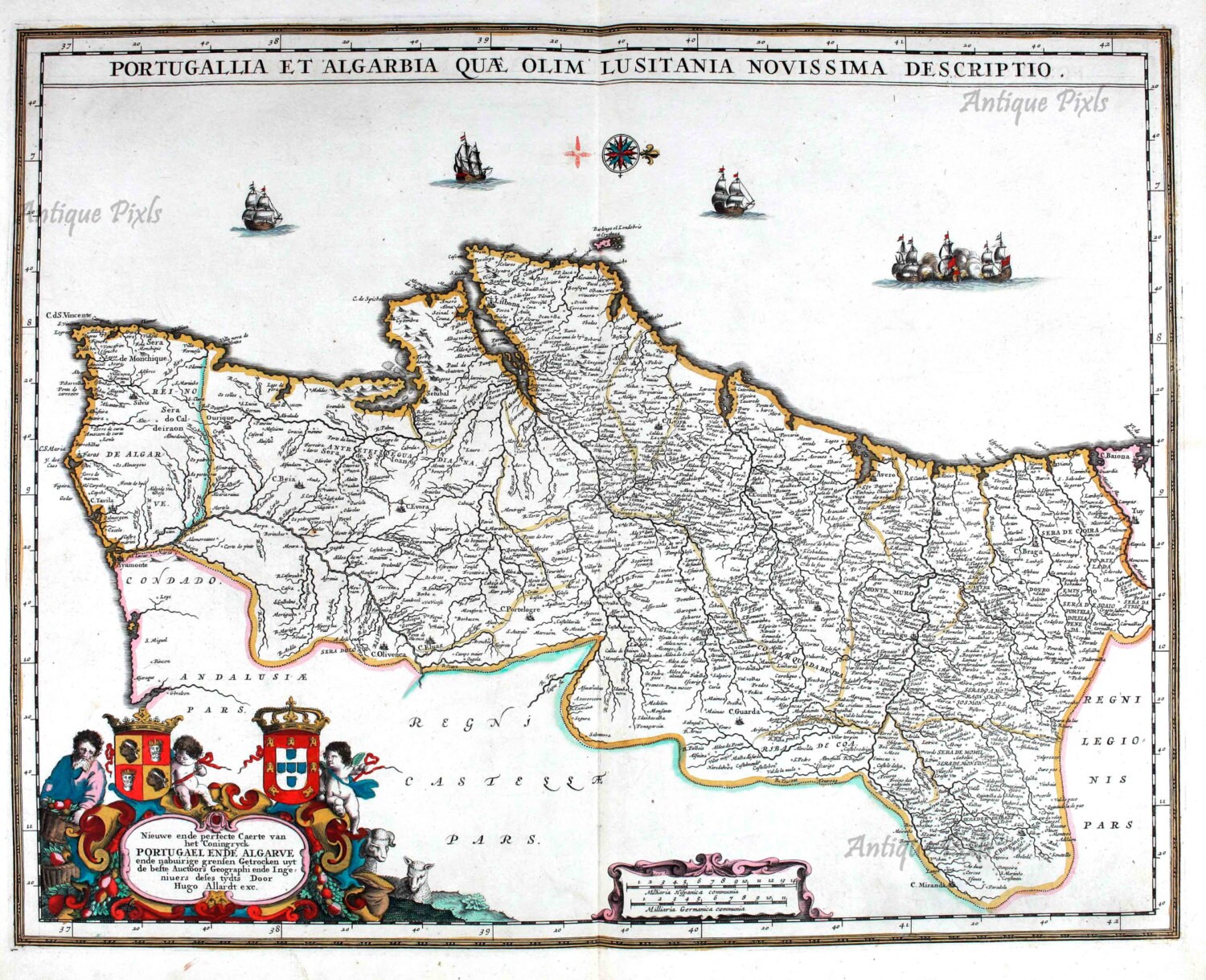 Alte Karte von Portugal und Algarve druckbare ...