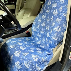 Car Seat Cover-Protective Towel for the Car-All Natural Fabrics-Turkish Cotton-Adjustable-Washable-Made in USA!-FREE SHIPPING! Fun Patterns!