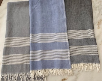WORKOUT TOWELS-Sweat Towel for the Gym-Turkish Cotton- lightweight and durable All natural fabric-- Black, Blue, and Gray - Free Shipping!