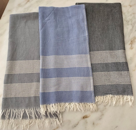 WORKOUT TOWELS-Sweat Towel for the Gym-Turkish Cotton- lightweight and durable All natural fabric-- Black, Blue, and Gray - Free Shipping!