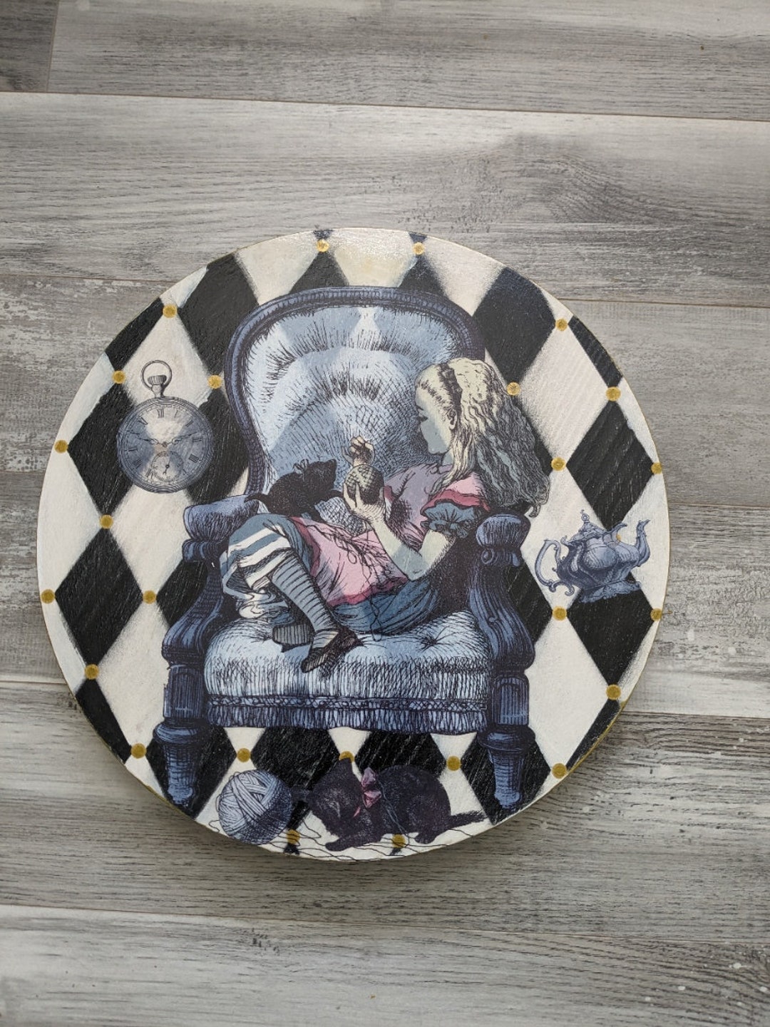 Alice in Wonderland Lazy Susan Artist Designed 15 Inch Etsy