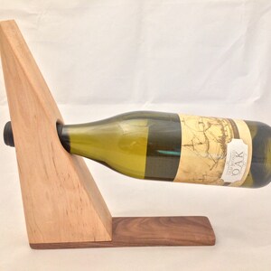 Geometric Hardwood Wine Bottle Balancer, Maple and Walnut, Handmade