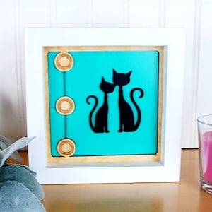 Mid Century Modern Sign, Mid Century Modern Black Cat, Atomic Cat Wall Art, Retro Black Cat, MCM Atomic Cat, Retro Home Accent, MCM accent