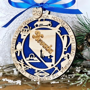 Nevada Christmas ornament, Personalized custom gift, New home, &#39;25 Vacation souvenir, Gift for the office, Small thank you gift, Las Vegas