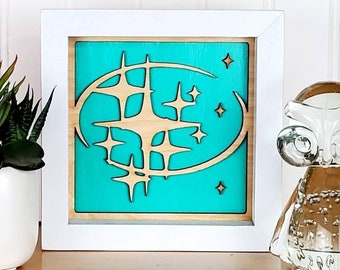 Mid Century Modern Sign, Mid Century Modern Starburst Wall Art, Retro starburst sign, MCM starburst, Retro Home Accent, MCM room accent
