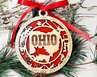 Ohio Christmas ornament, Ohio gift, 2024 Family vacation souvenir, Wedding anniversary, Thank you gift, Coworker gifts, New Home gift,