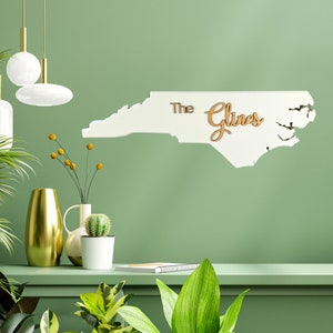 North Carolina shape Wood wall art, Modern farmhouse, Coastal Decor, Wedding anniversary, Retirement gift, Personalized gift, Custom decor