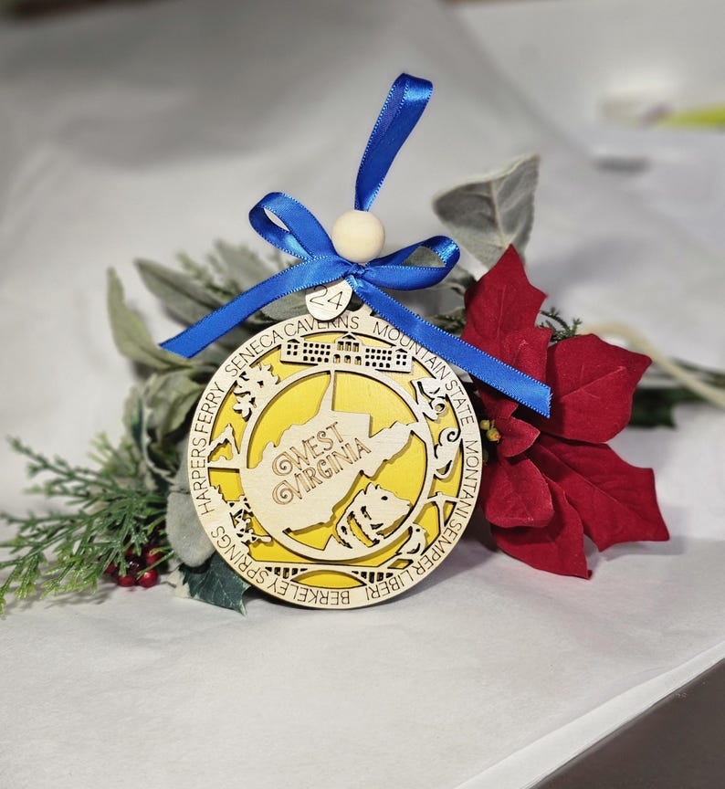 West Virginia Christmas Ornament, Personalized Gift, 2024 Family