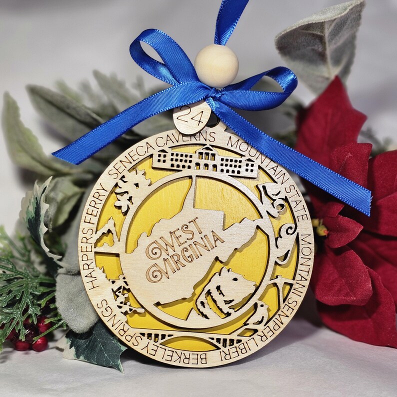 West Virginia Christmas Ornament, Personalized Gift, 2024 Family