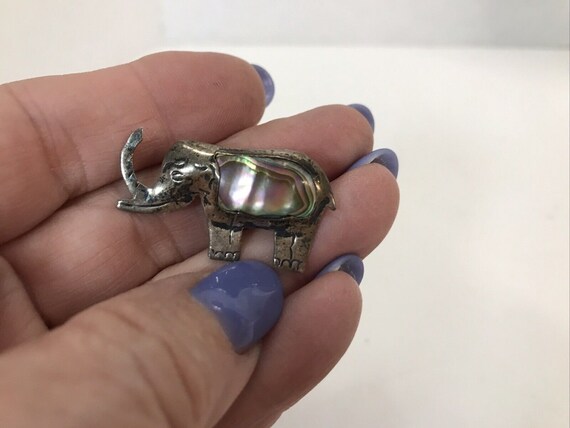 Vtg 925 Sterling Silver Elephant Brooch Marked Me… - image 7