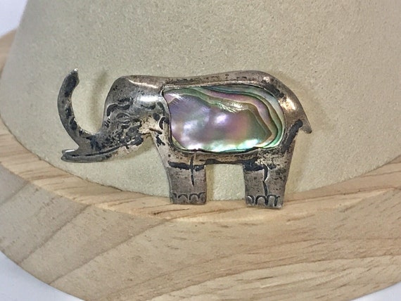 Vtg 925 Sterling Silver Elephant Brooch Marked Me… - image 5
